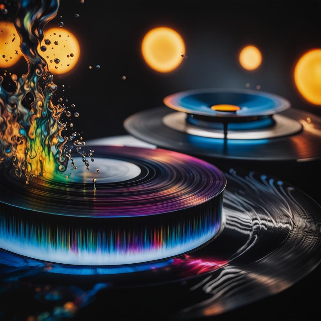 Chromatic Ferrofluid Corridor over Vinyl Record