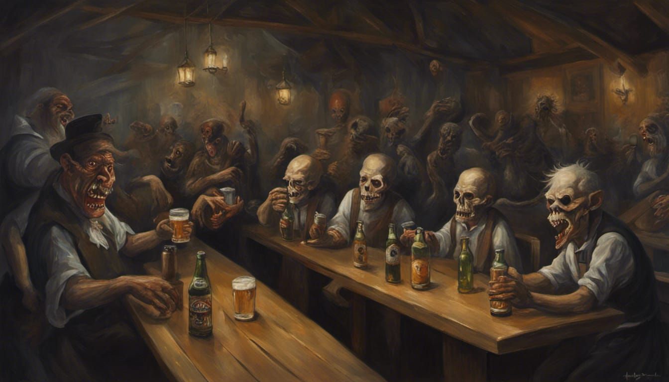 Haunted Oktoberfest Beer Hall with Creepy Creatures