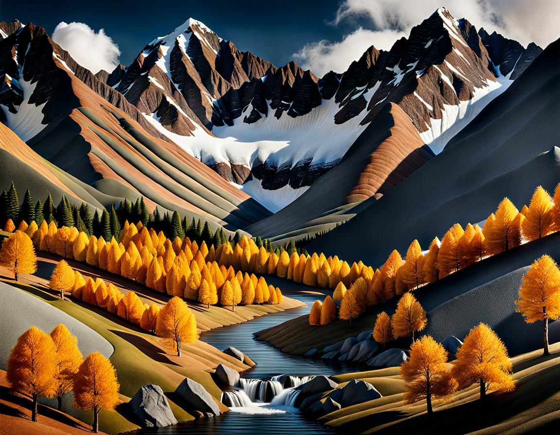 Textured Collage of a Beautiful Mountain Landscape