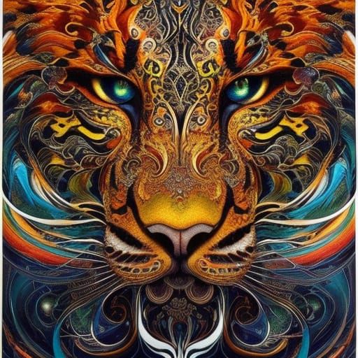 Ghost Tiger in Liquid Ink Style