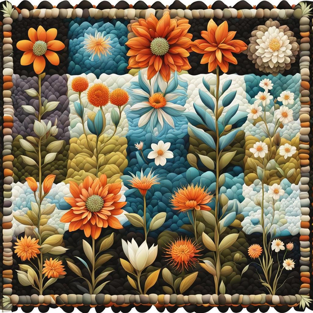 Australian Native Flower Quilt with Abstract Elements