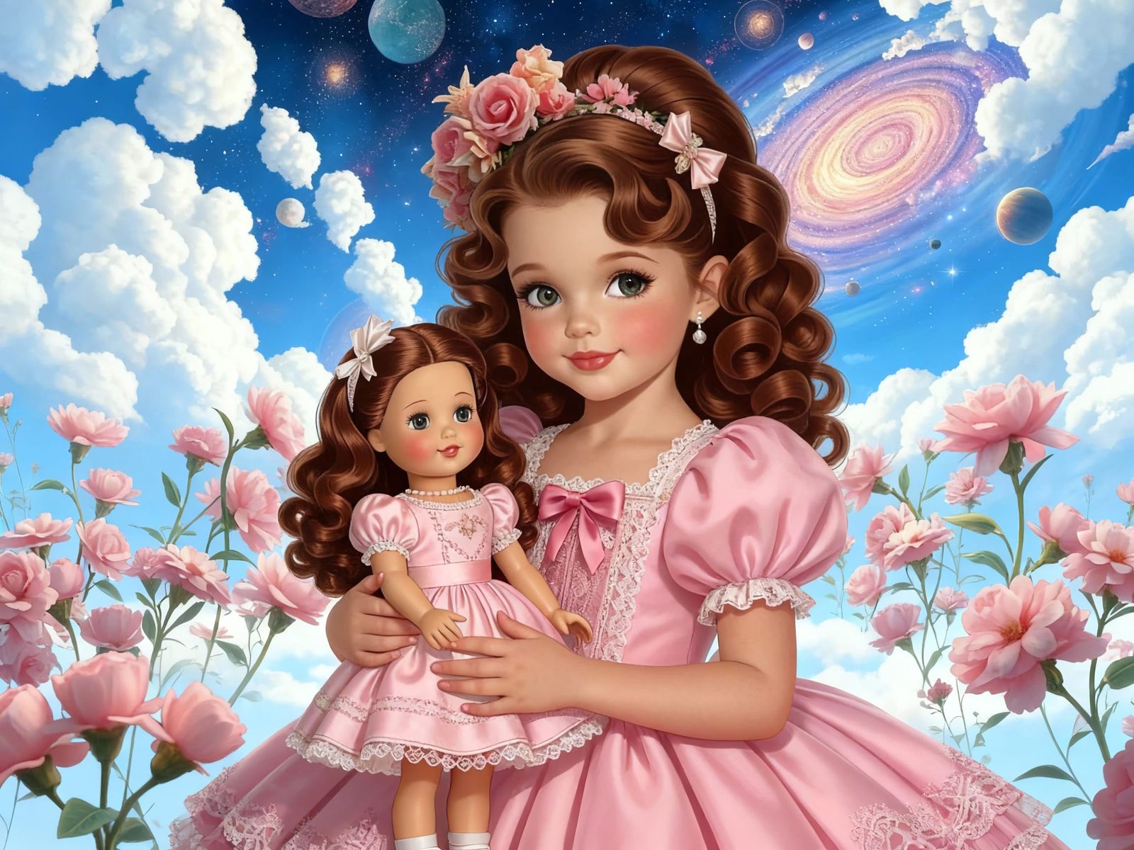 Girl and Doll in Matching Outfits and New Setting