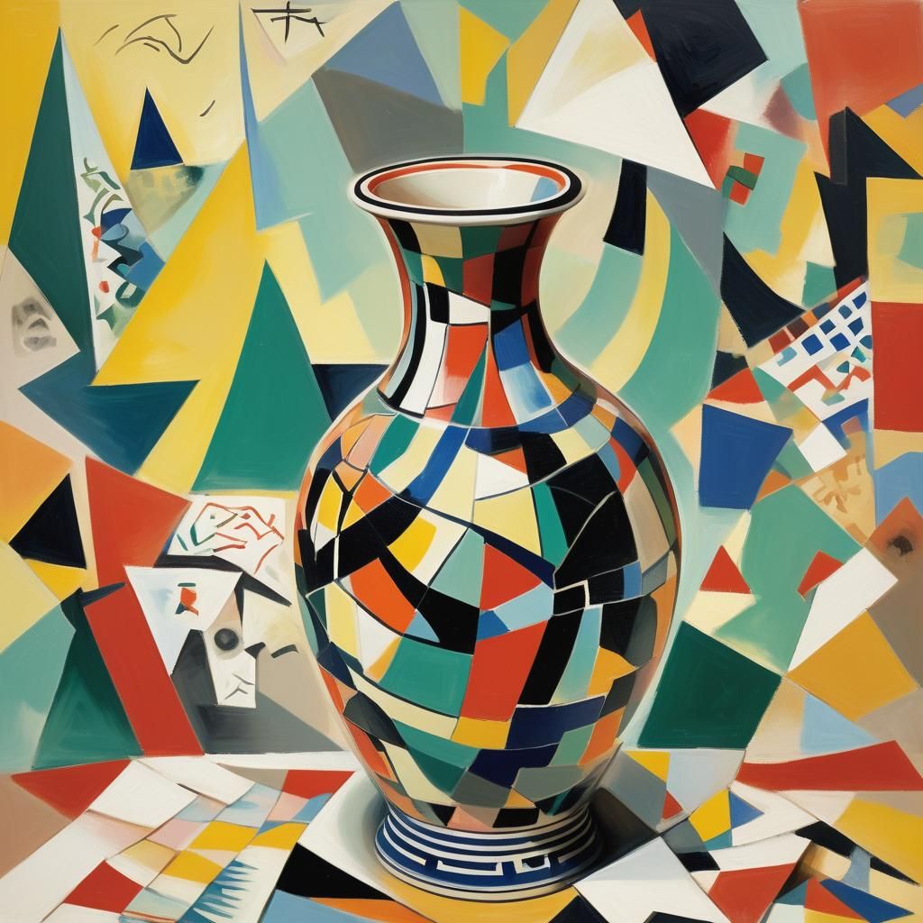 Cubist Vase in Fauvist Style, Geometric Abstraction