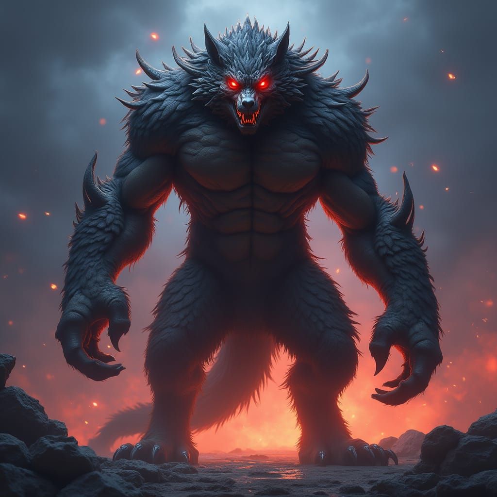 Muscled Monstrosity Fuses Lupine and Kenku Traits