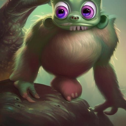 Cute Baby Monster Portrait in 3D Digital Art