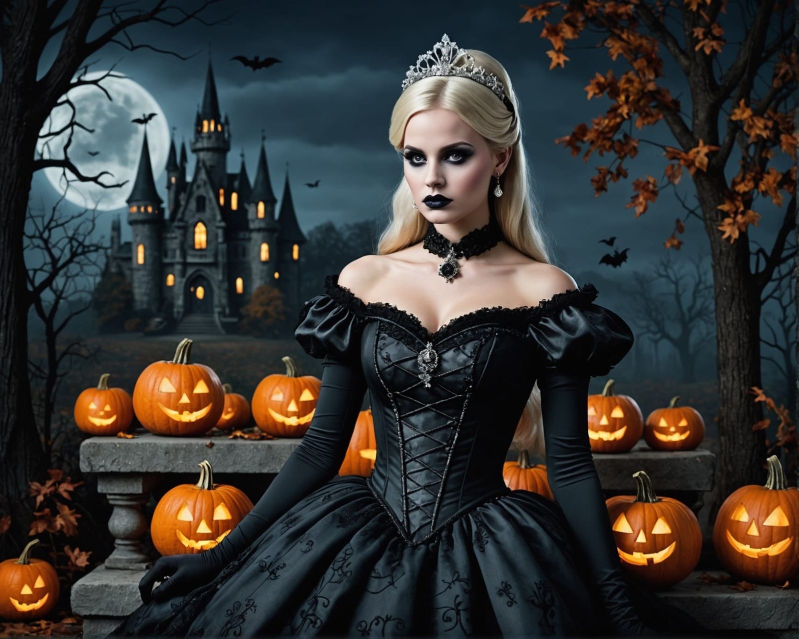 Gothic Halloween Cinderella Illustration