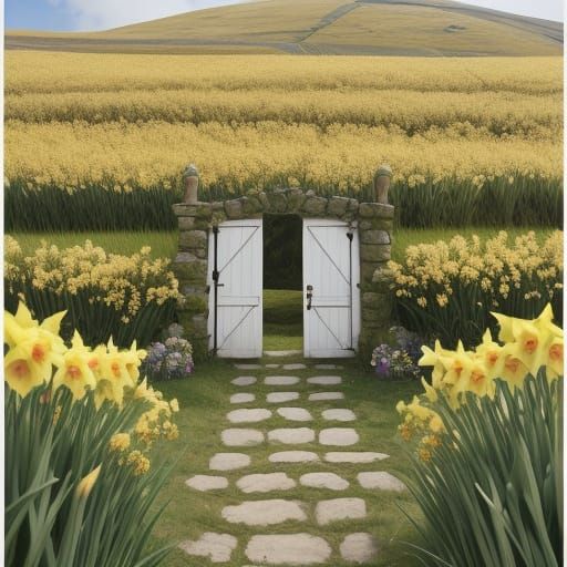 Vibrant Fields Bloom with Joyful Abandon in a Whimsical Land...