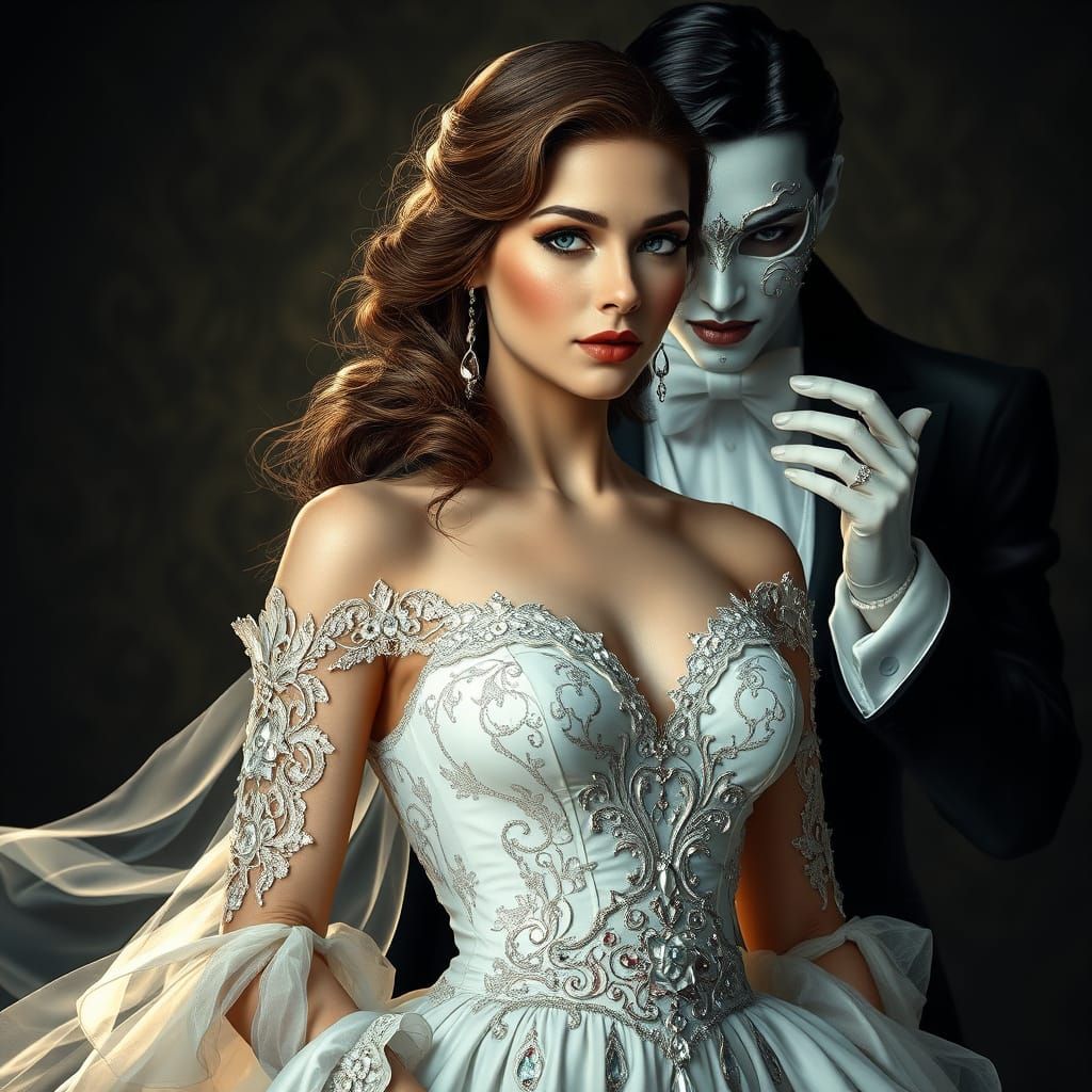 Ethereal Opera Diva in Exquisite White Gown, with the Enigma...
