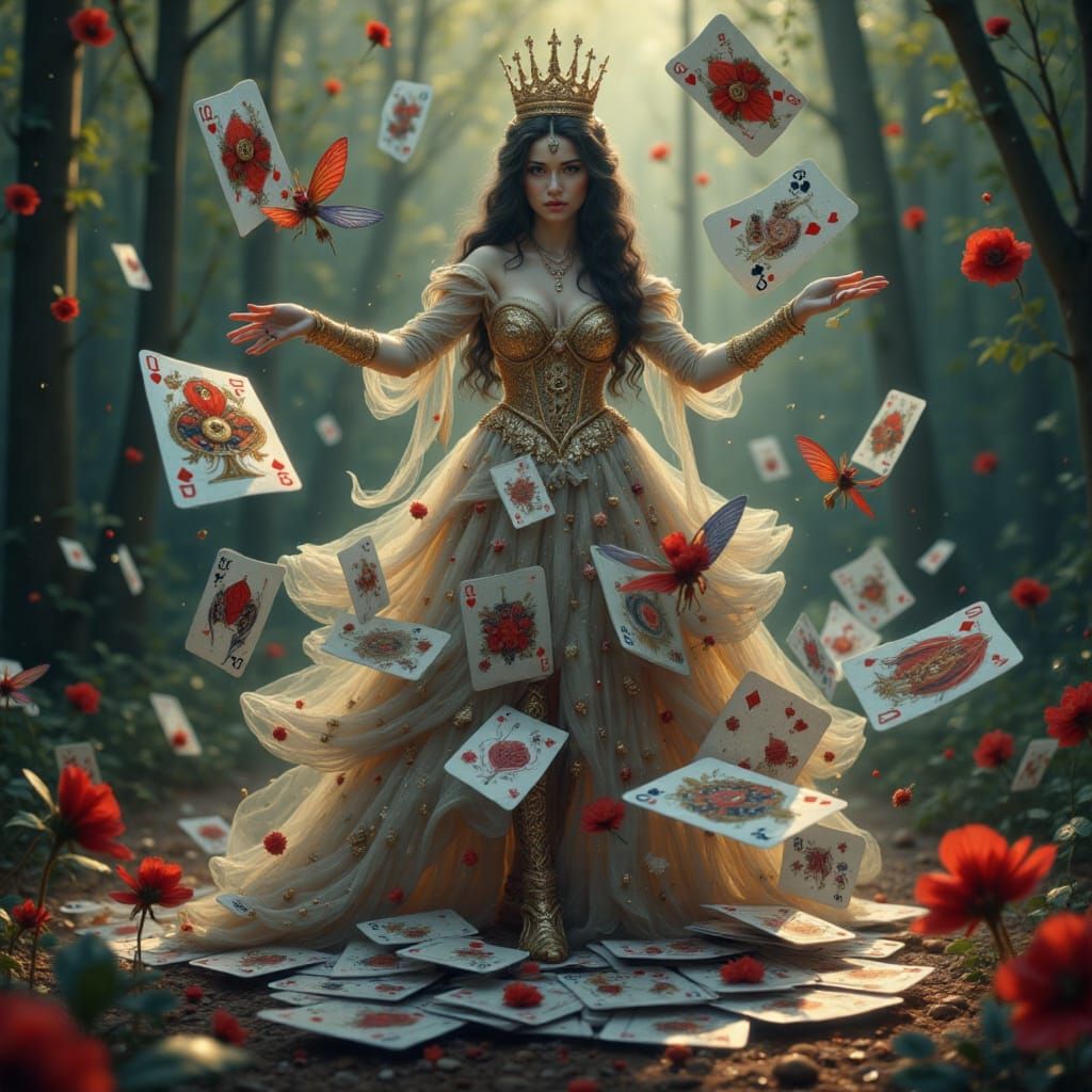 Queen of Clubs Emerges from Playing Card Pack