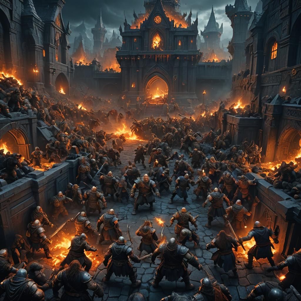 Dwarves Clash with Zombies in Dark Fantasy Art