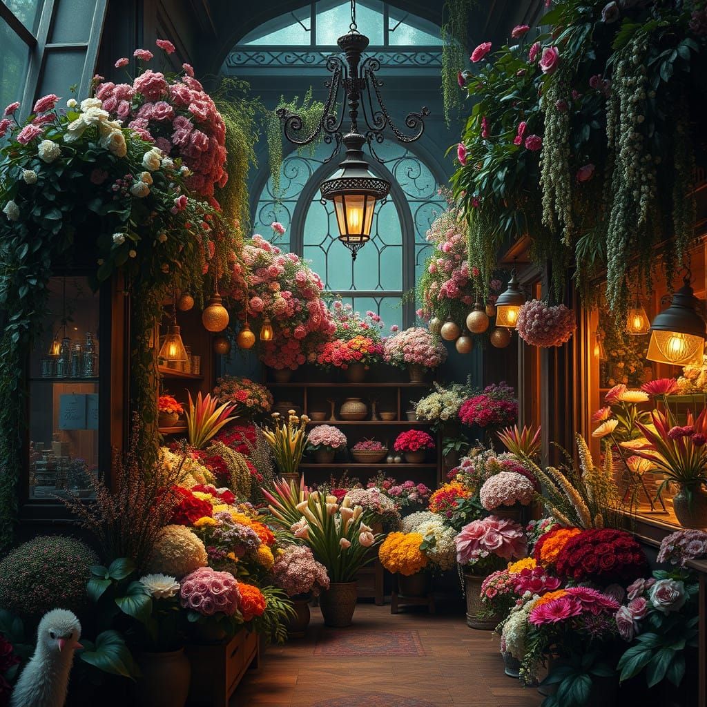 Stunning Digital Epic Flower Shop Scene