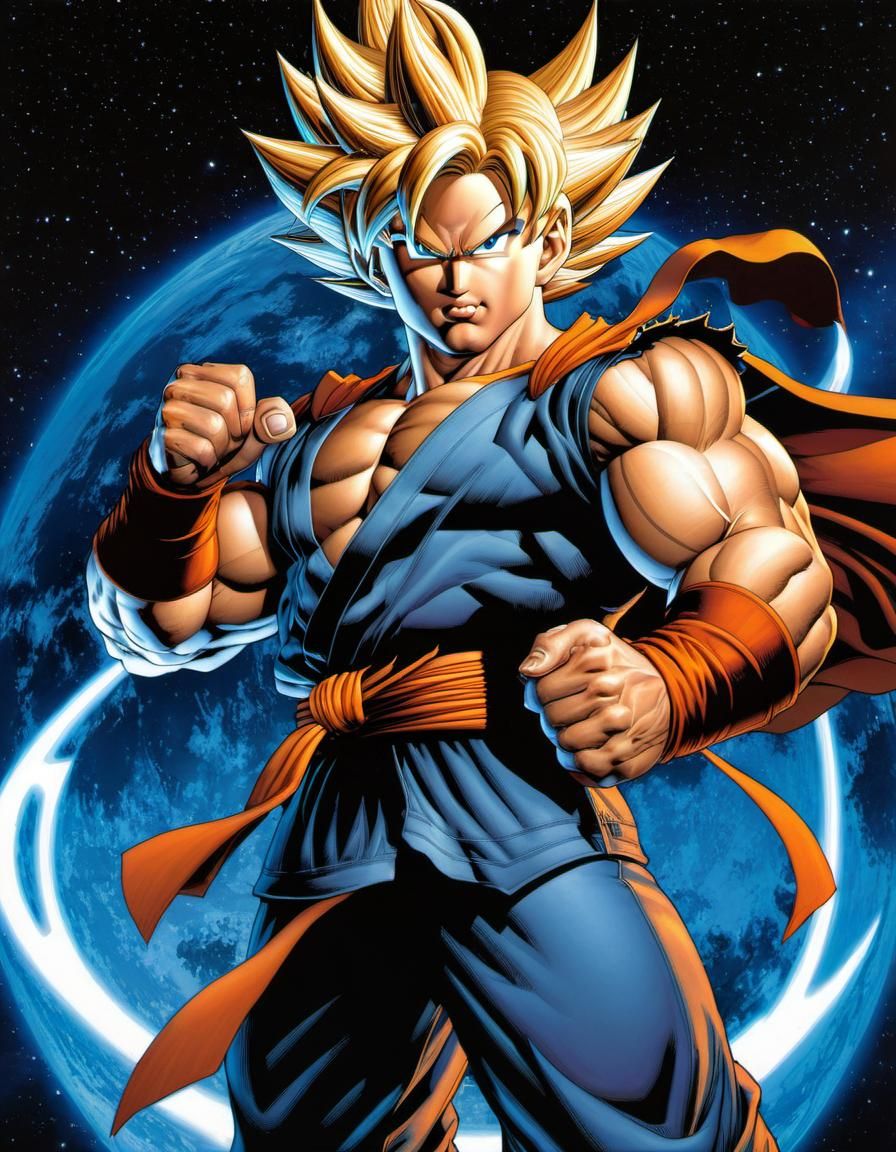 Goku Portrait in Comic Book Style