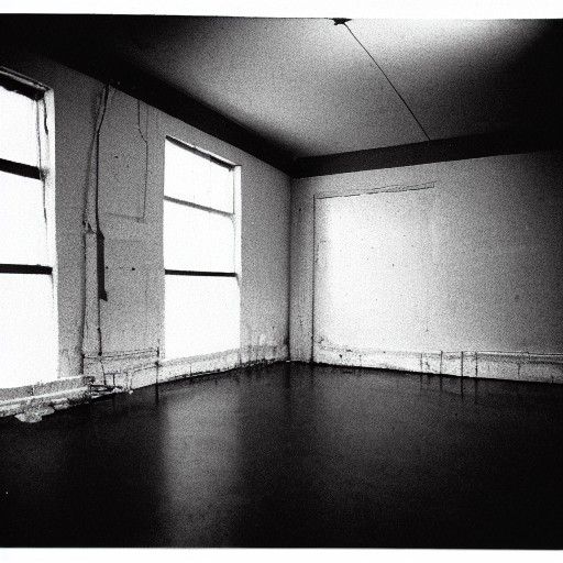 Eerie Backrooms Sinkhole in Black and White