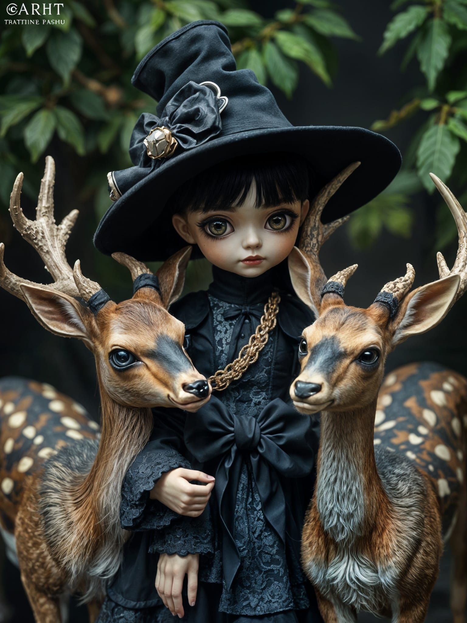 Girl with Deer Portrait in Mark Ryden Style