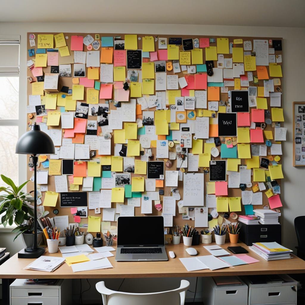 Desk Workspace in Cluttered Office Environment