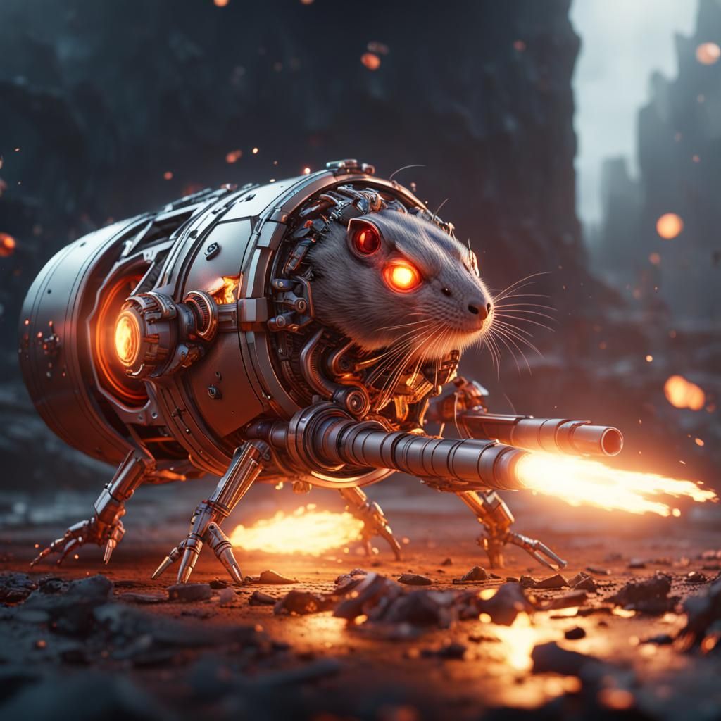 Fiery Rodent Launched from Eldritch Cannon