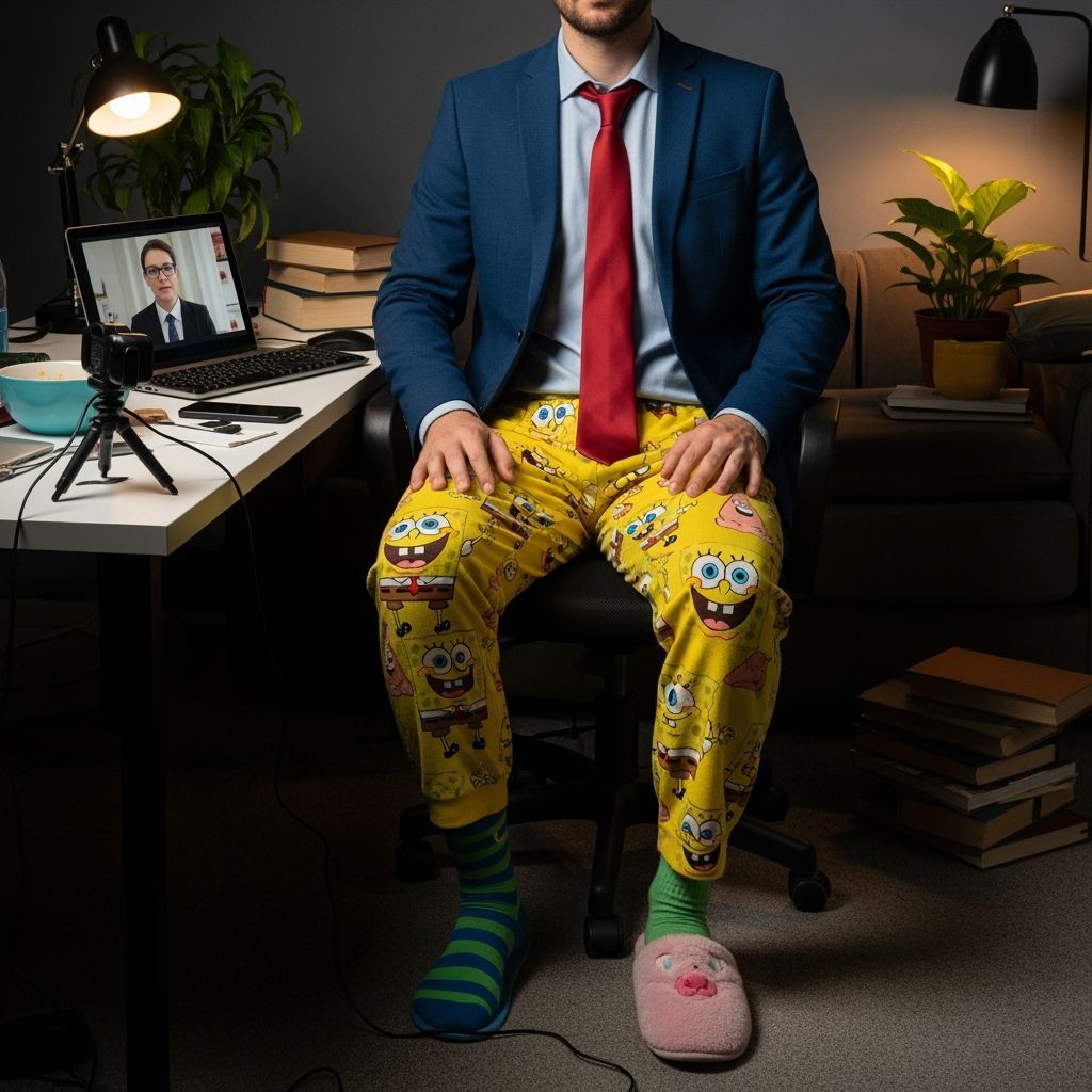 Remote Worker's Comical Video Call Attire