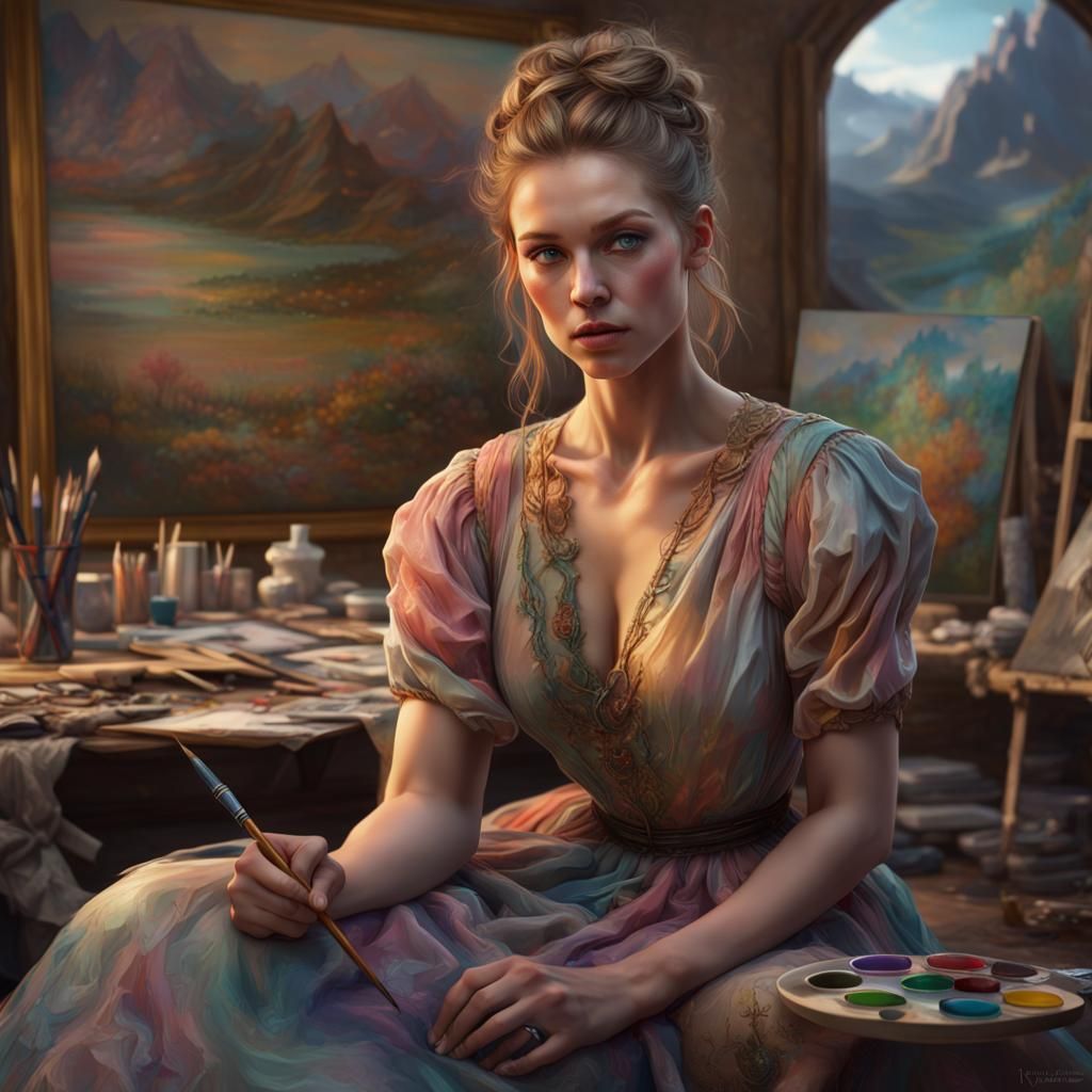 Goddess of Art in Art Room: Fantasy Concept Art