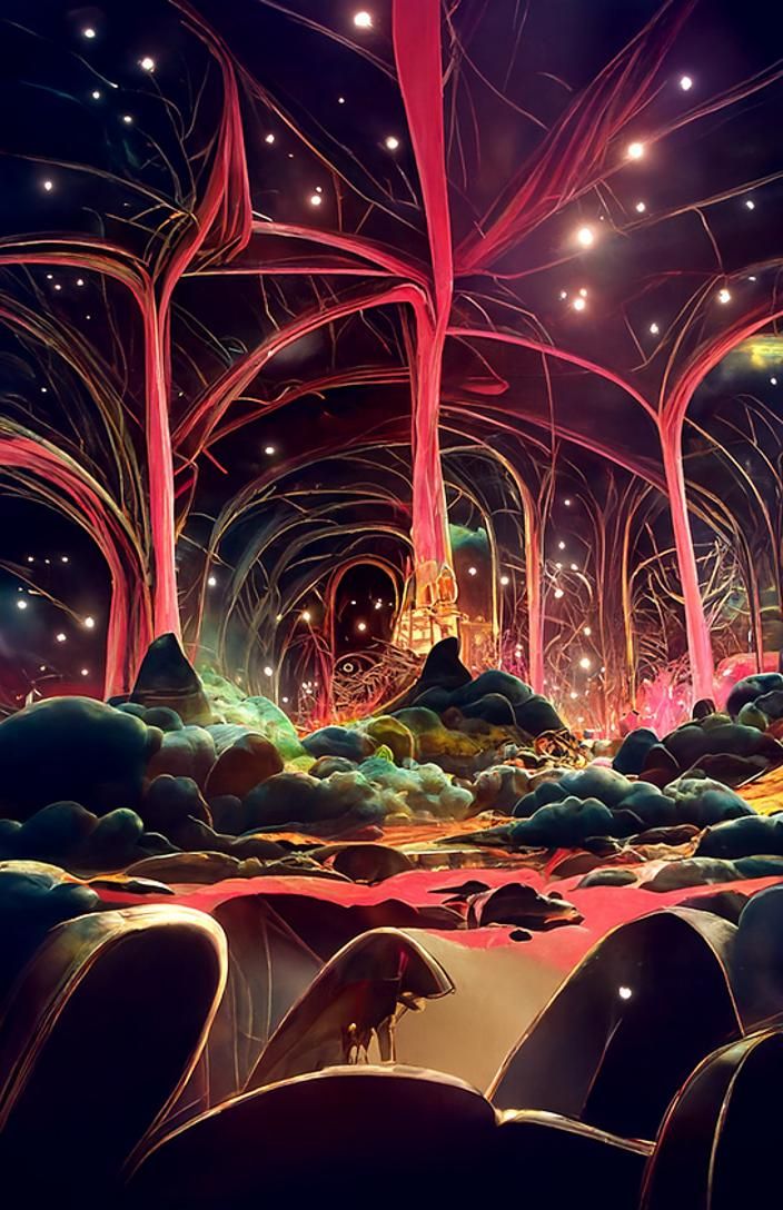 Vivid Sci-Fi Dreamscape in Psychedelic Surrealism Style