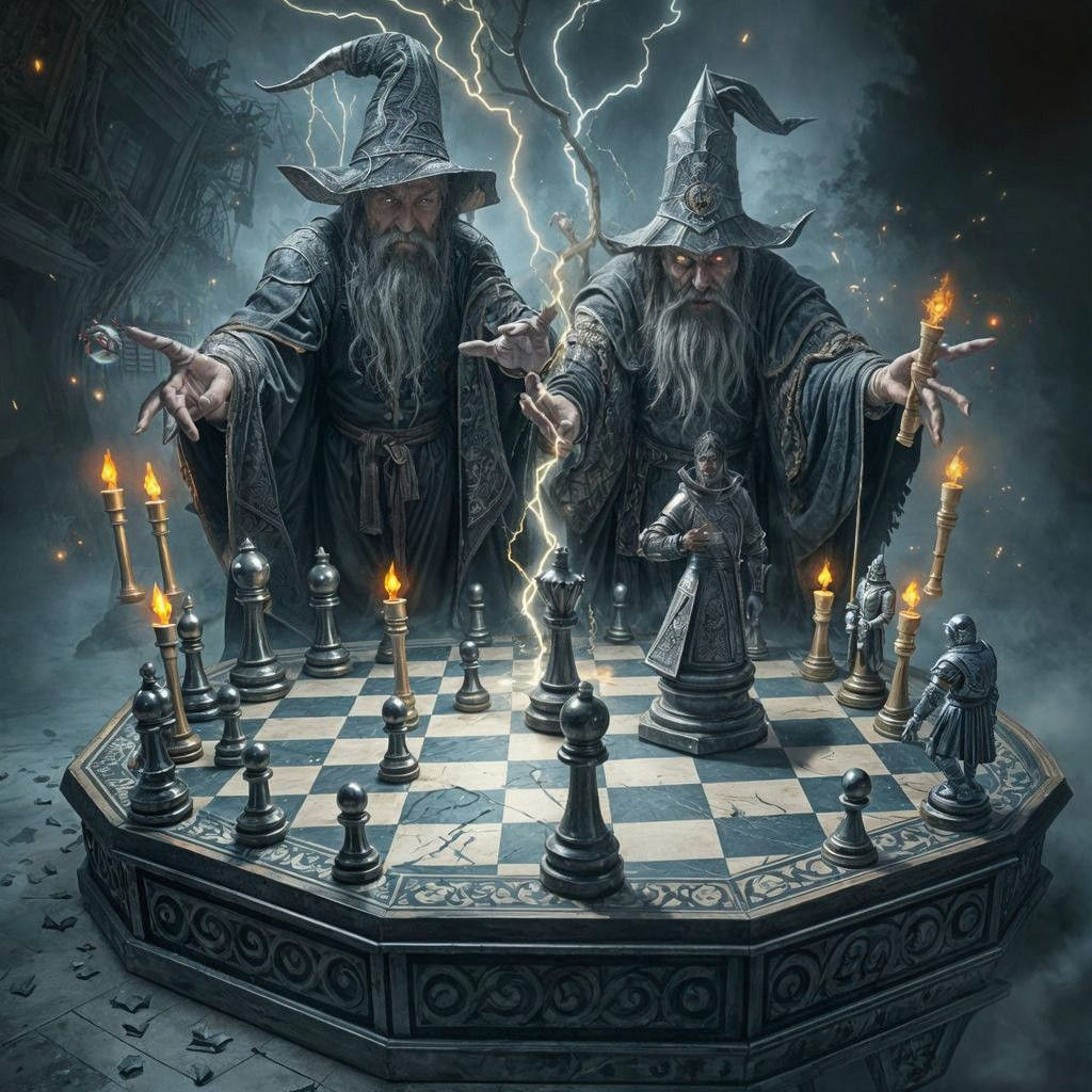 Magical Chess Duel in a Dark Fantasy World