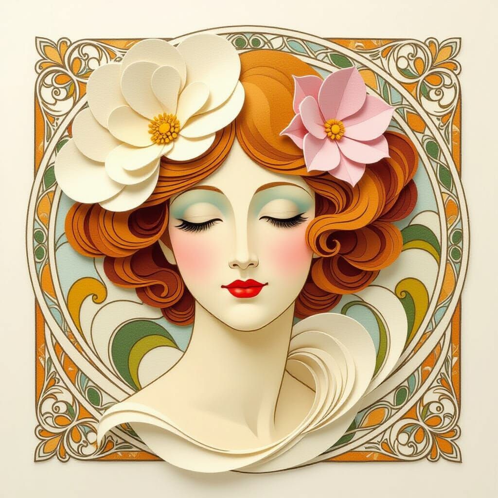 Felt Face with Art Nouveau Style
