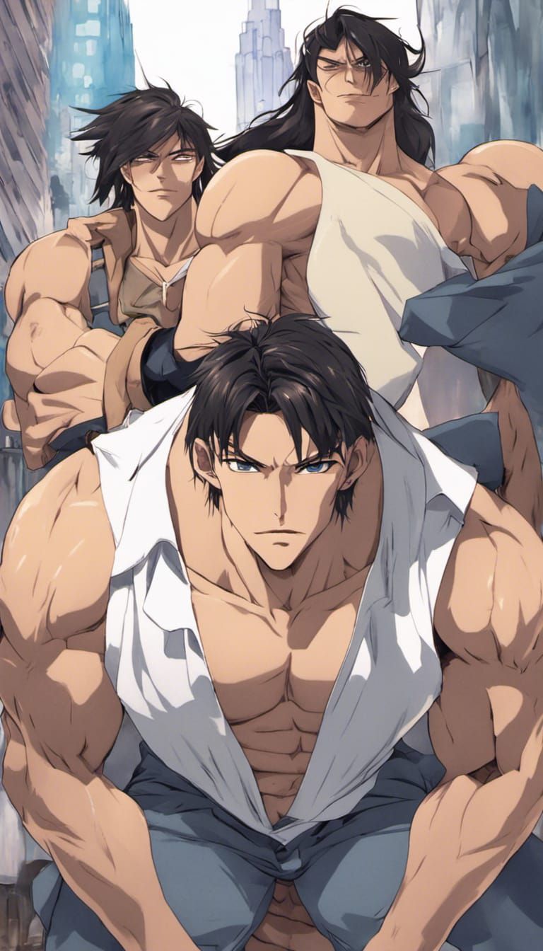 Anime Style Portrait of Muscular Man