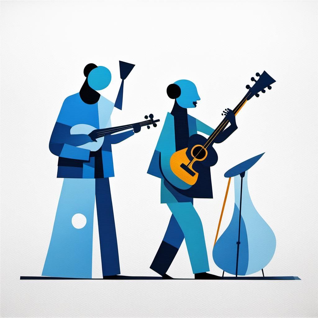 Minimalist Musicians in Modern Art Style