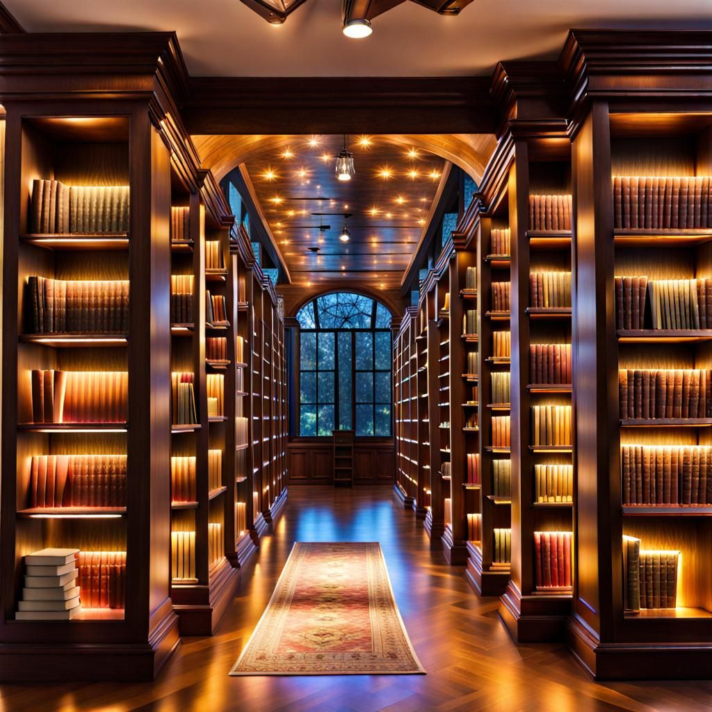 Enchanting Library with LED Lighting