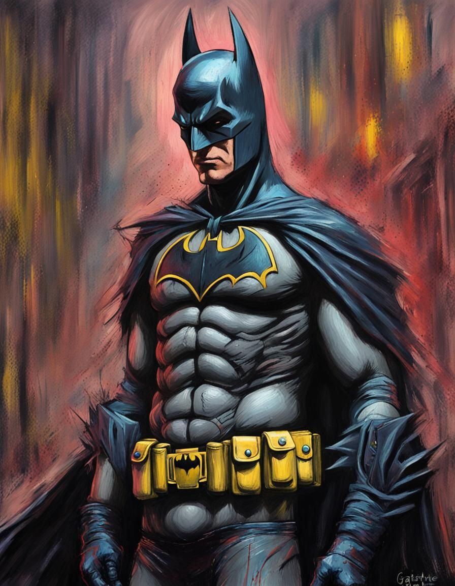 Cyberpunk Batman Close-up in Photorealistic Acrylic Style