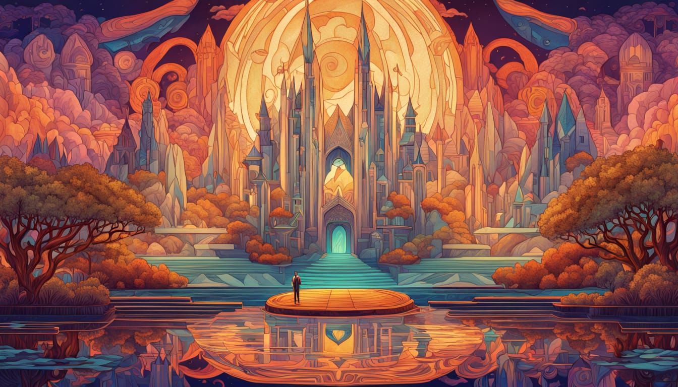 Surreal Neon King Rules Lunar Throne in Vibrant, Dreamlike S...