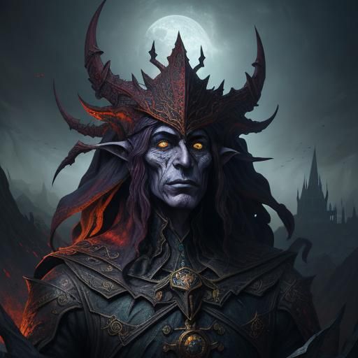 Elven Puppeteer with Demonic Marionettes: Fantasy Art