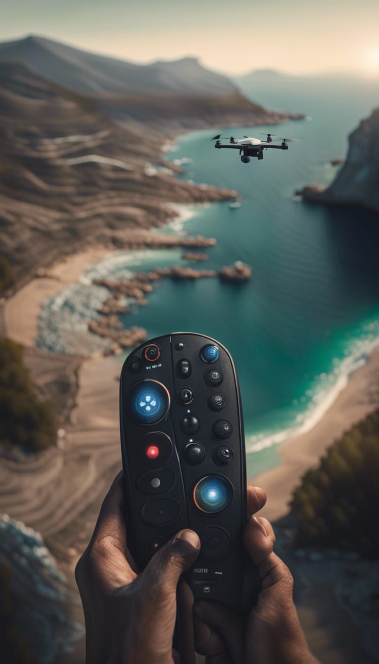 Sardinia Landscape with Drone in Anime Style