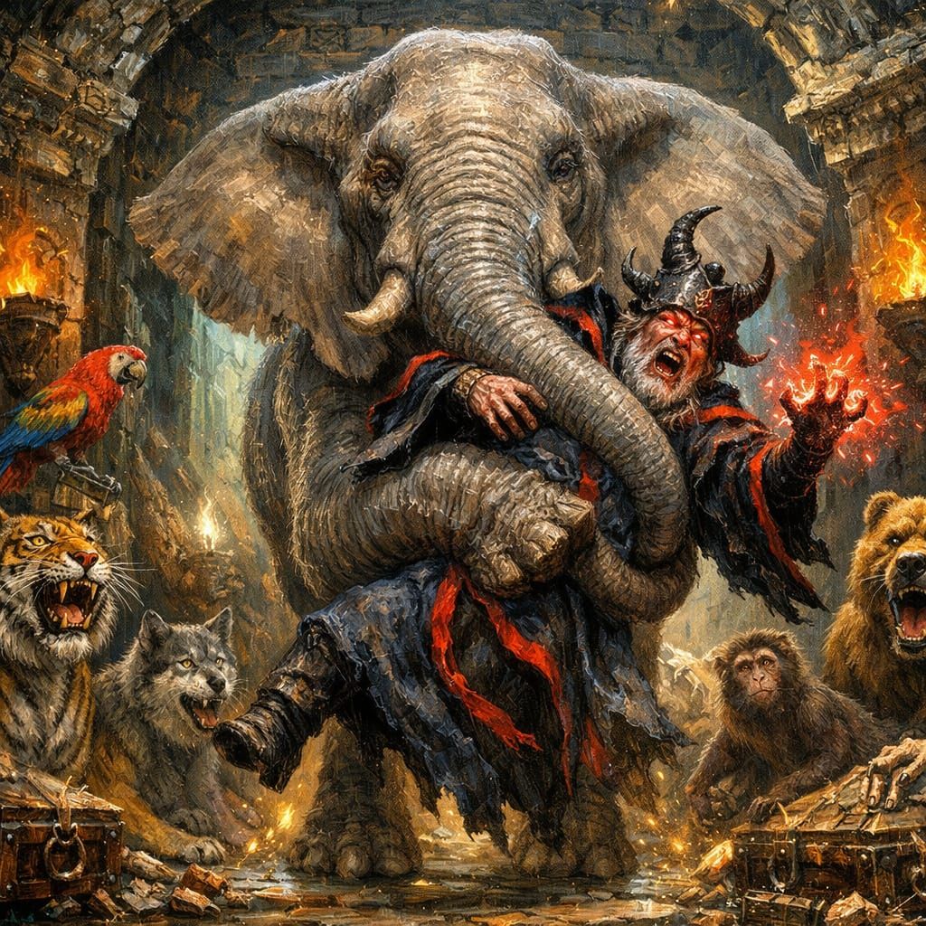 Animals Confront Evil Magician in Secret Chamber