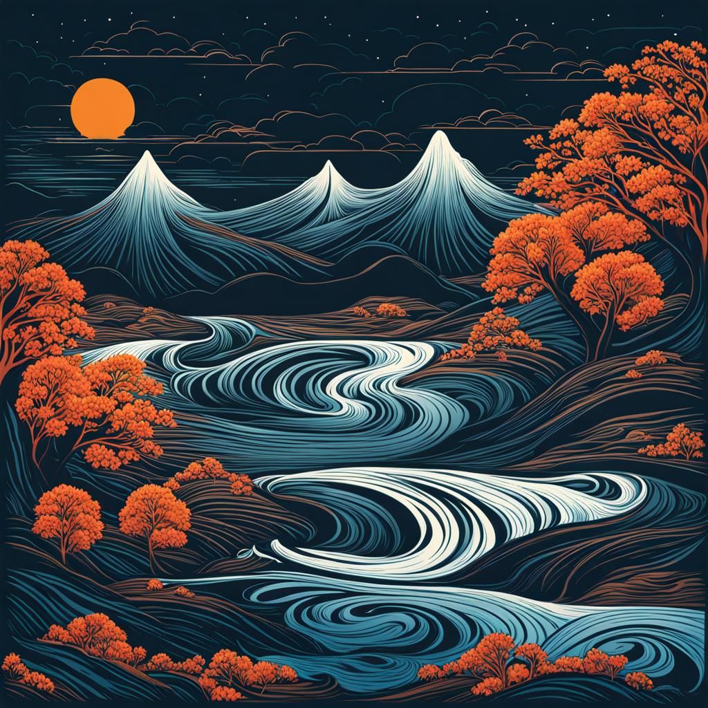 Abstract Water Flowing in Shapeless State