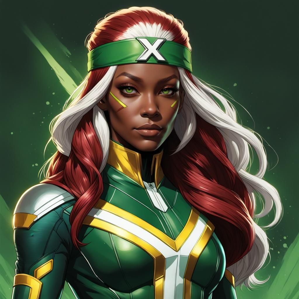 Rogue as African American in Hyperdetailed Portrait