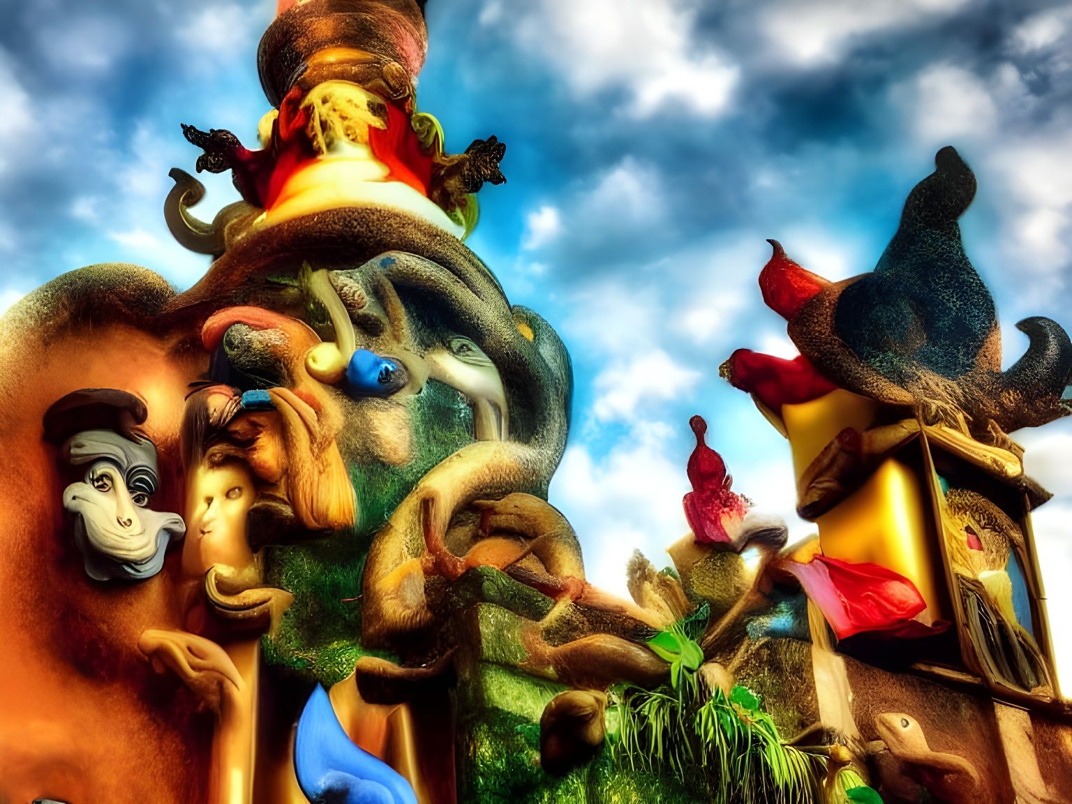 Mysterious Shrine Gutters in a Dreamlike Landscape