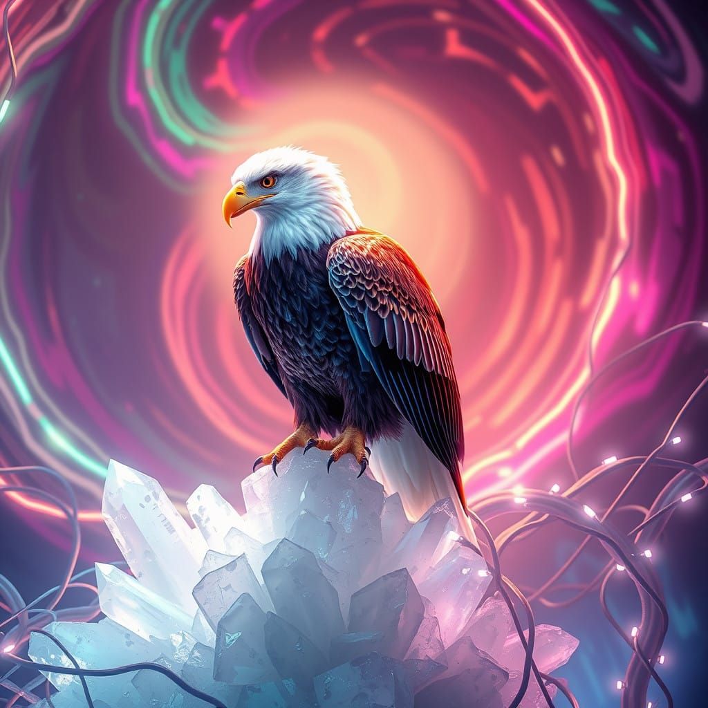 Surrealist American Eagle in Crystal Formation