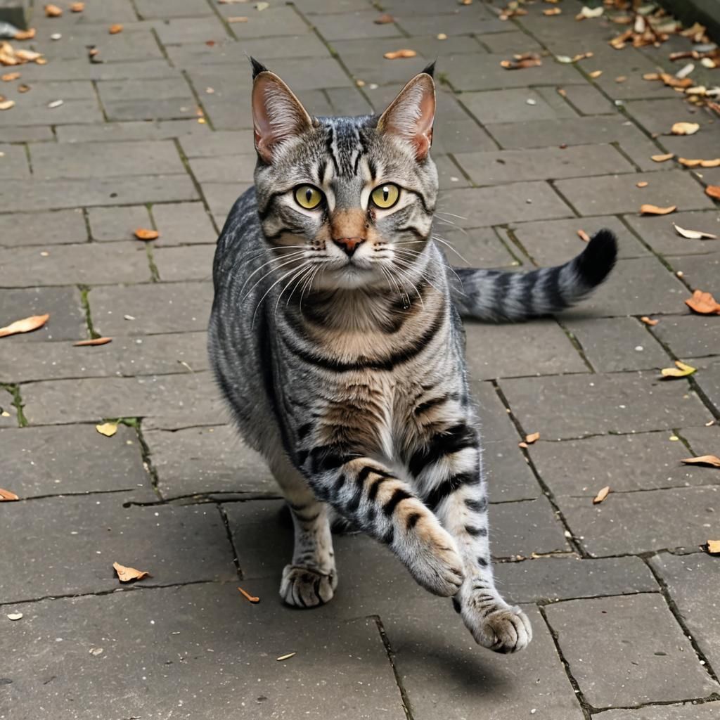 Three-Legged Silver Bengal Cat Portrait