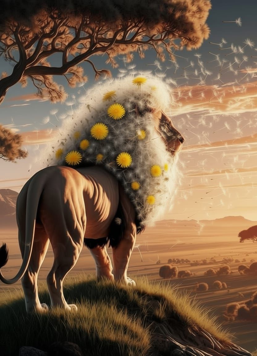 Dandelion Seeds Caught in the Wind