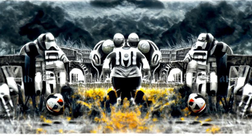 Dynamic Retro Football Match in Charcoal Style