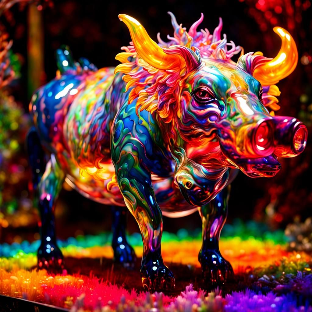 Illuminated Glass Warthog Fairycore Masterpiece