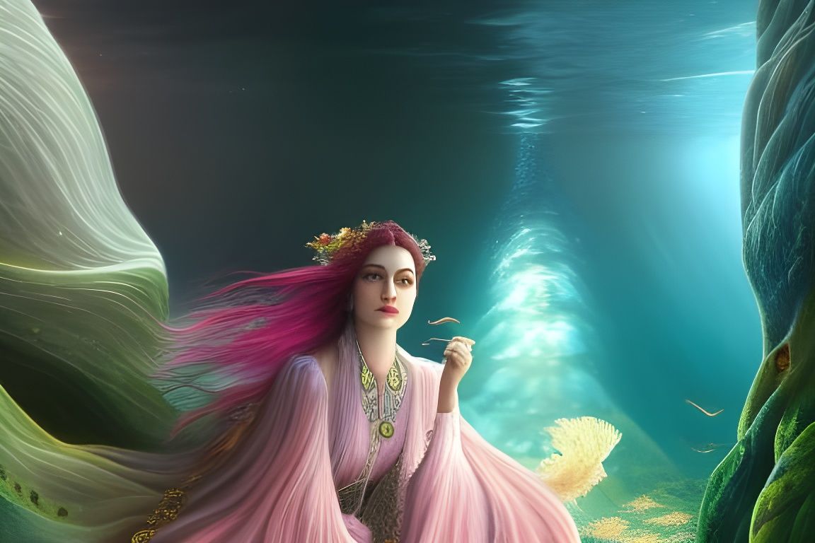 Ethereal Elvish City Undersea at Sunset