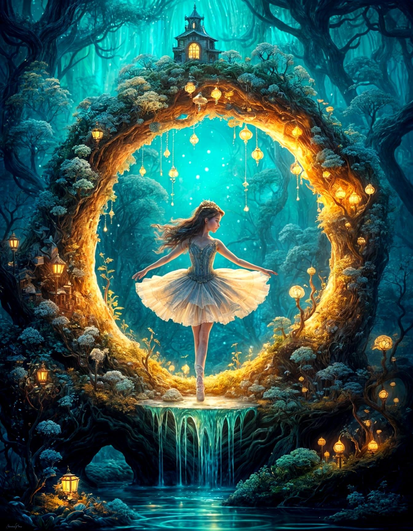 Ballerina's Geode Dreamscape: A Microscopic Dance