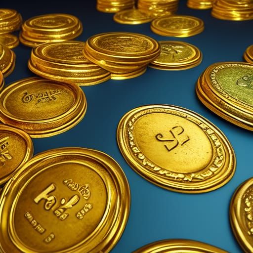 Fantastical Pile of Gold Coins in Deep Color