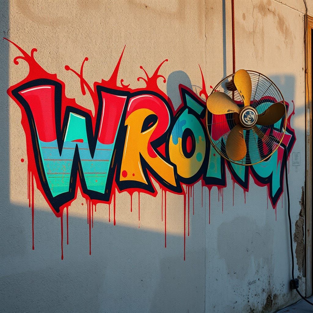 Vibrant Graffiti Letters on a Weathered Wall