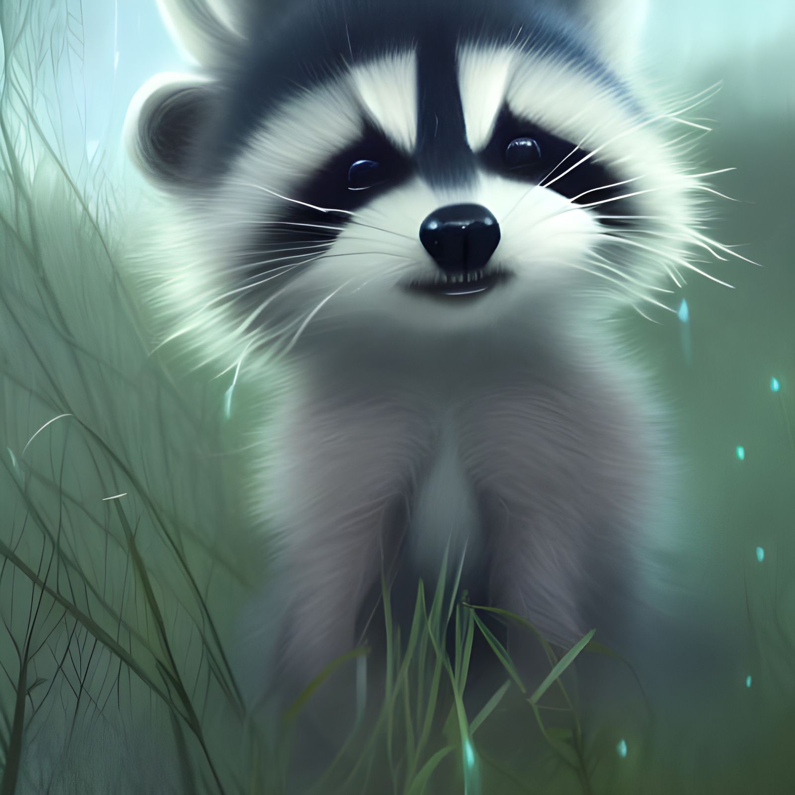 Cute Raccoon Artwork in Shinkai Style