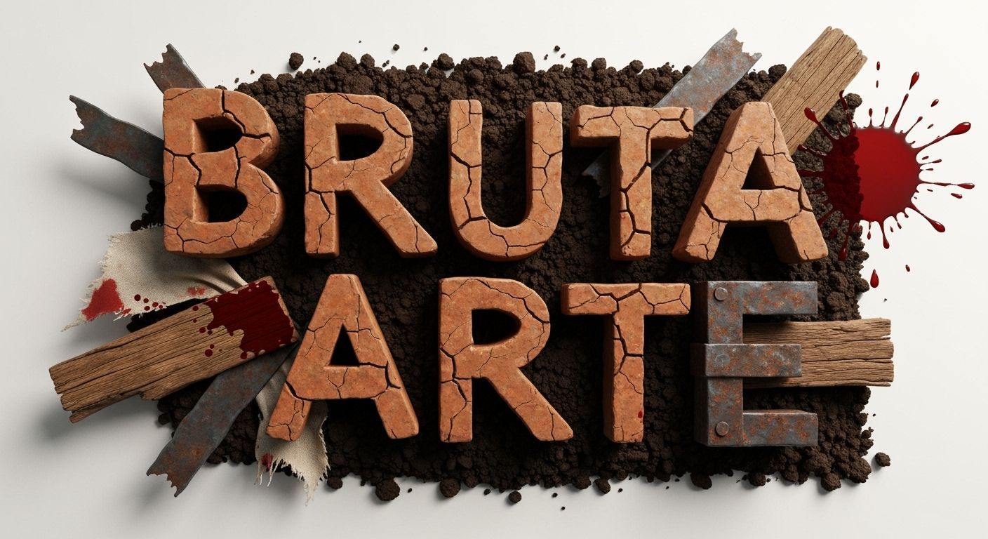 Bruta Arte 3D Logo with Cracked Clay and Rusted Metal
