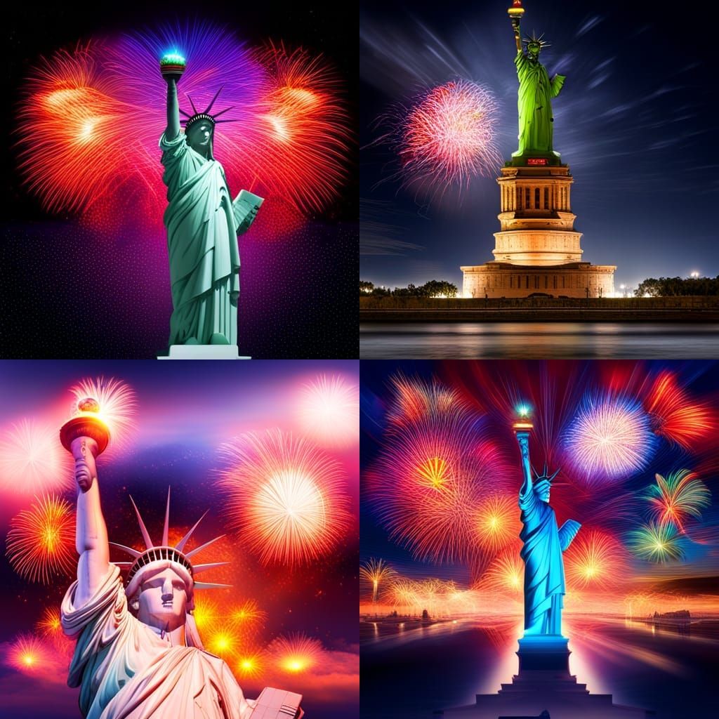 Spectacular Fireworks Over the Statue of Liberty