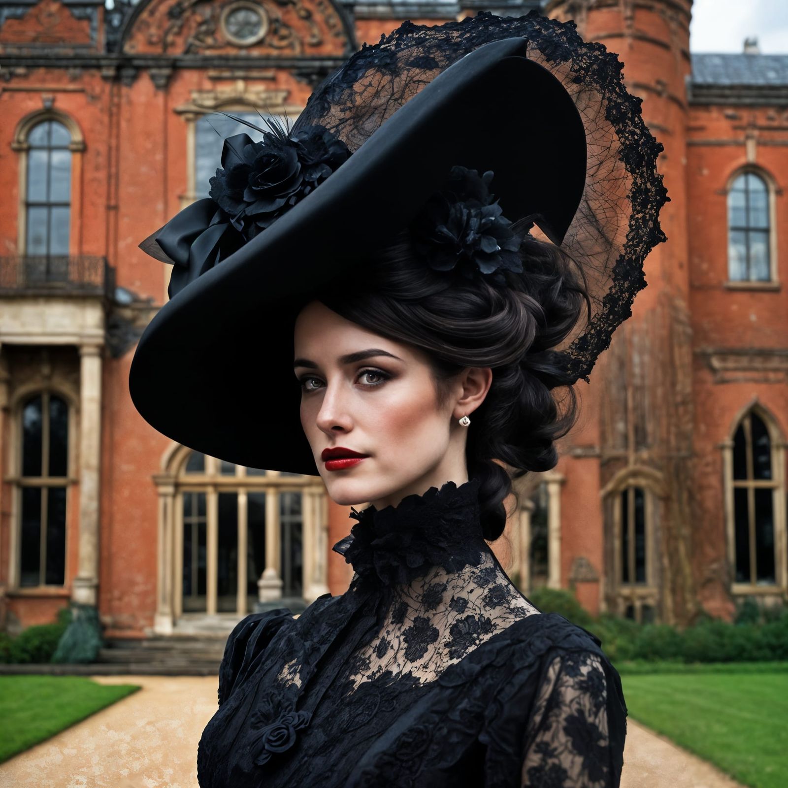 Elegant Victorian Mourning Portrait in Georgian Style