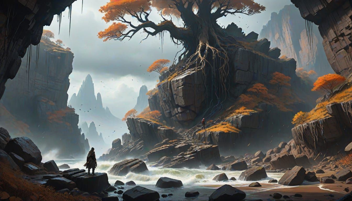 Dramatic Portrait of a Woman in Turbulent Weather